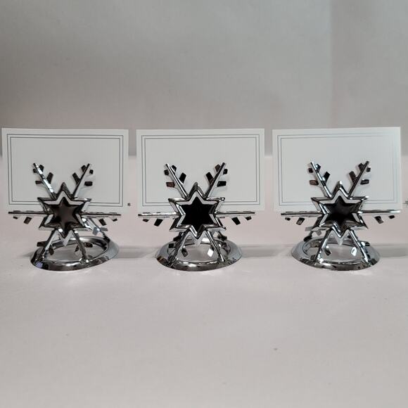 Pier 1 Imports Silver-Tone Six Snowflakes Place Card Holders - Picture 7 of 12